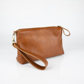 Women's Cosmetic Bag - Tan Leather