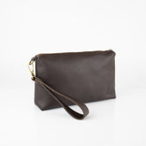 Women's Cosmetic Bag - Dark Brown Leather
