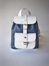 Mini leather backpack "Filia" Blue White