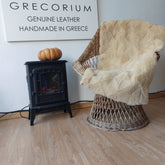 Light brown patchwork throw