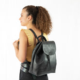 Minimalist Black Leather Backpack