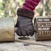 Dark brown shearling gloves