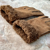 Cognac sheepskin gloves
