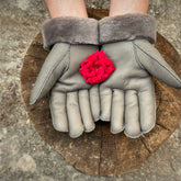Grey sheepskin gloves