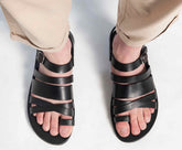 Ankle-strap leather sandals “Kronos”