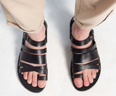 Ankle-strap leather sandals “Kronos”