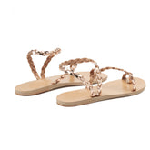 Gold leather sandals "Athena"