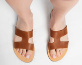 Leather slides "Iris"