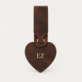 Heart Luggage Tag — Grecorium leather accessory on a neutral background
