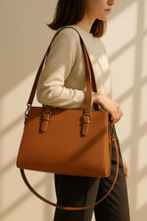 Personalized vegan leather tote bag office style