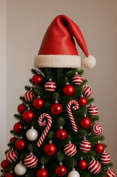 Santa Hat tree topper Christmas decoration vegan leather