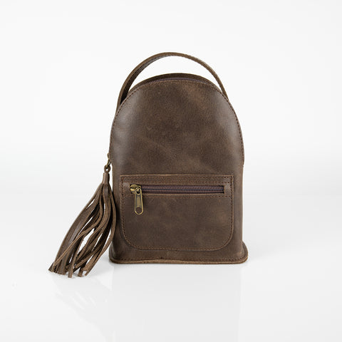 Mini leather backpack "Theros" Tan