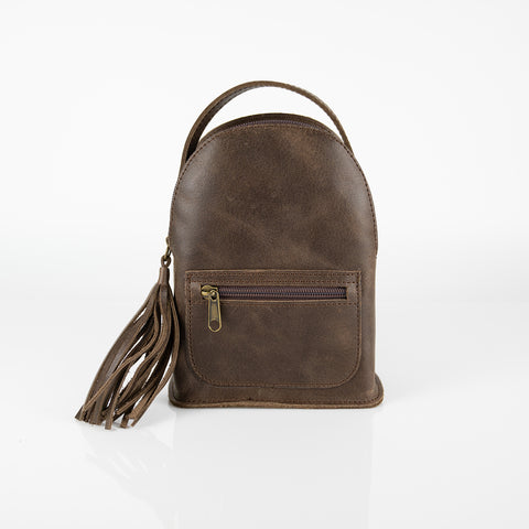Mini leather backpack "Theros" Dark Brown