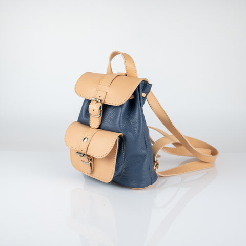 Mini leather backpack "Filia" Mint - Natural