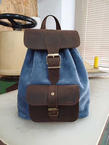 Small suede leather backpack "Filotis"