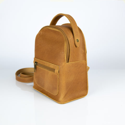 Mini leather backpack "Theros" Light Brown