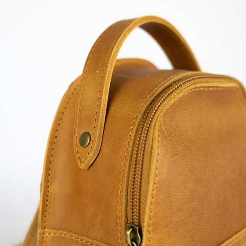 Mini leather backpack "Theros" Light Brown