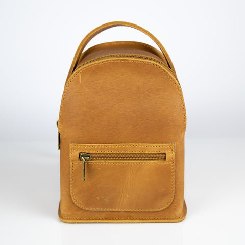 Mini leather backpack "Theros" Tan