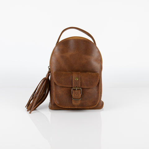 Mini leather backpack "Theros" Dark Brown