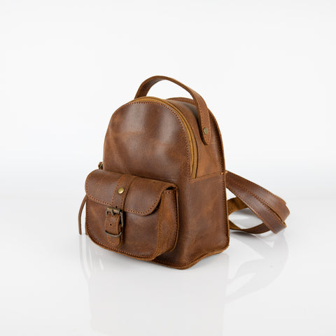 Mini leather backpack "Theros" Tan