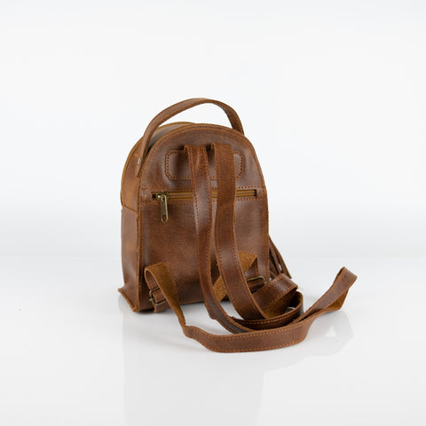 Mini leather backpack "Theros" Tan