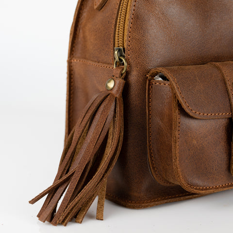 Mini leather backpack "Theros" Tan