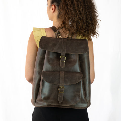 Medium Leather Backpack "Aether"