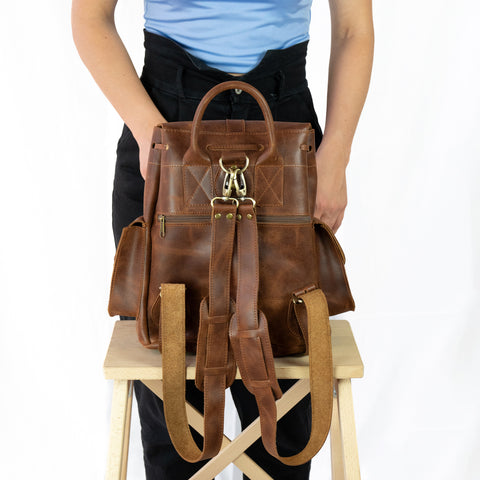 Classic Leather Backpack Vintage Style “Odyssey”