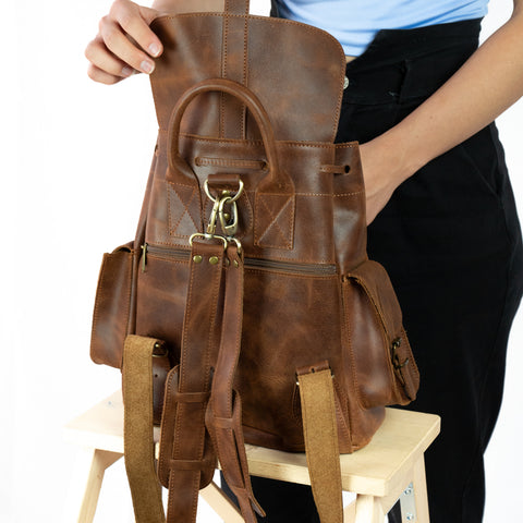 Classic Leather Backpack Vintage Style “Odyssey”