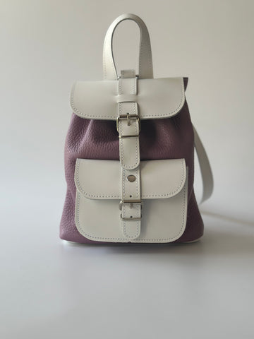 Mini leather backpack "Filia" Nude White