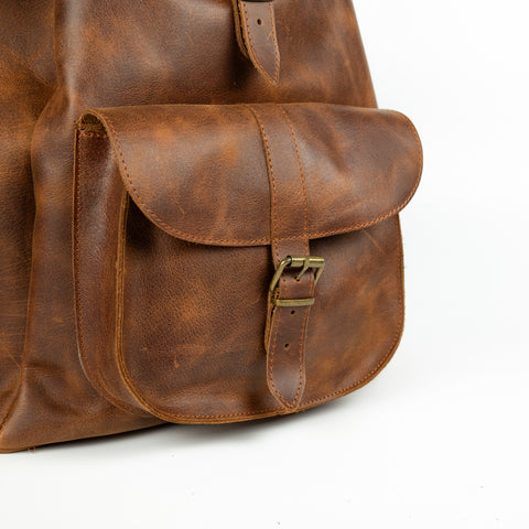 Medium Brown Leather Rucksack "Odyssey"