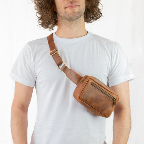 Handmade Tan Leather Hip Bag