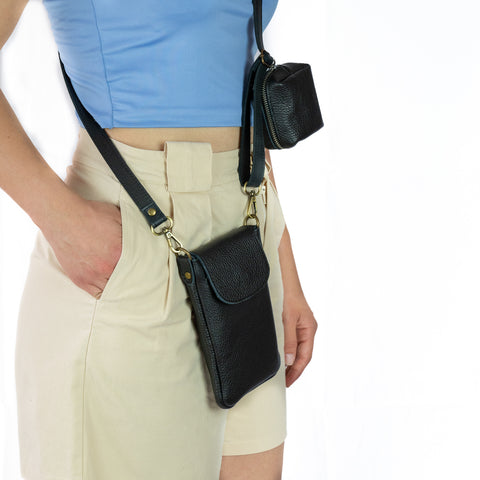 Leather Phone Pouch with Shoulder Strap