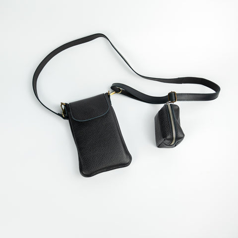 Black Leather Phone Pouch