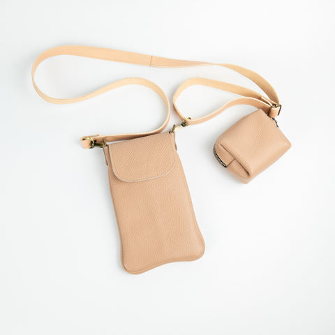 Leather Phone Pouch with Shoulder Strap