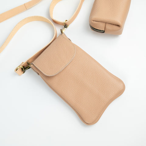 Leather Phone Pouch with Shoulder Strap