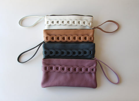 Infinity Leather Clutch Purple