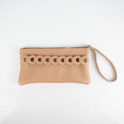 Infinity Leather Clutch Mint