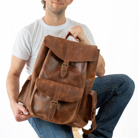 Classic Leather Backpack Vintage Style “Odyssey”