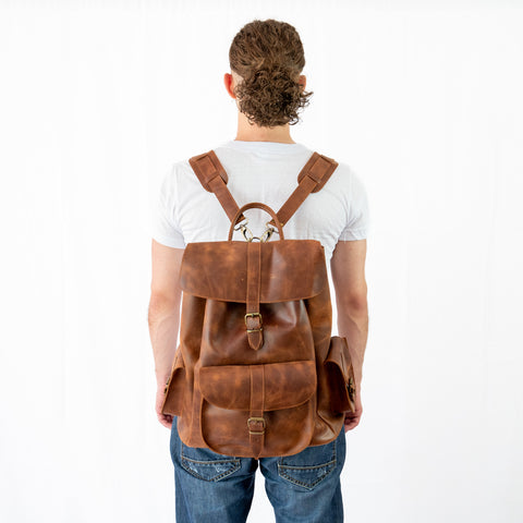 Classic Leather Backpack Vintage Style “Odyssey”