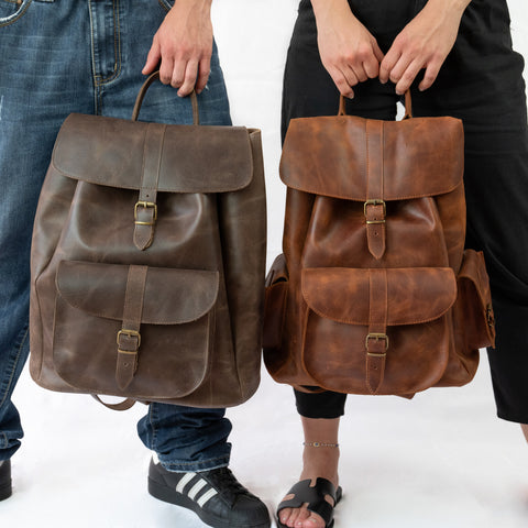 Medium Brown Leather Rucksack "Odyssey"