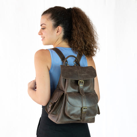 Medium Brown Leather Rucksack "Odyssey"