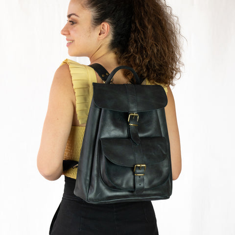 Black Leather Rucksack “Aether”