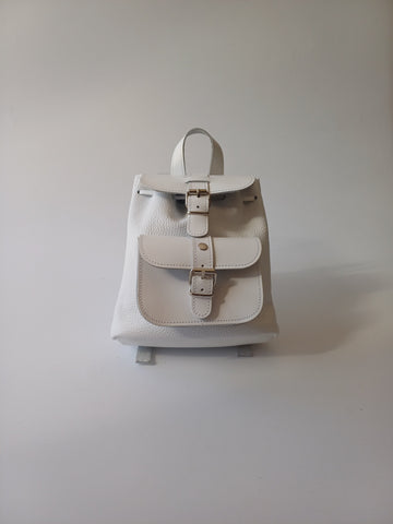 Mini leather backpack "Filia" Mint White