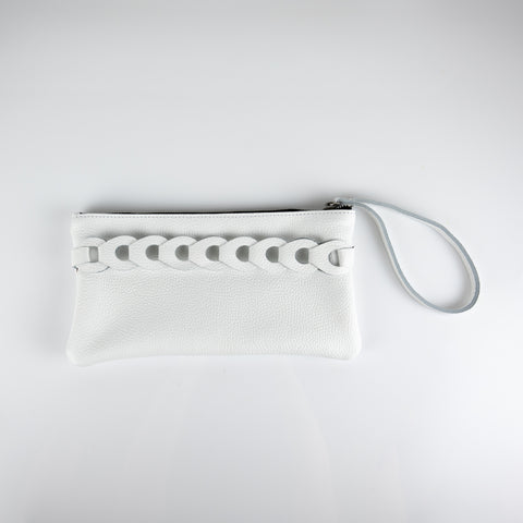 Infinity Leather Clutch Mint