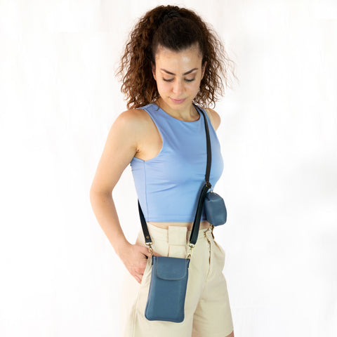 Leather Phone Pouch with Shoulder Strap