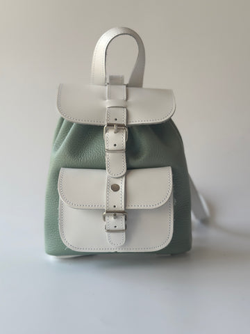 Mini leather backpack "Filia" Nude White