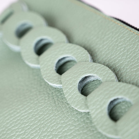 Infinity Leather Clutch Mint