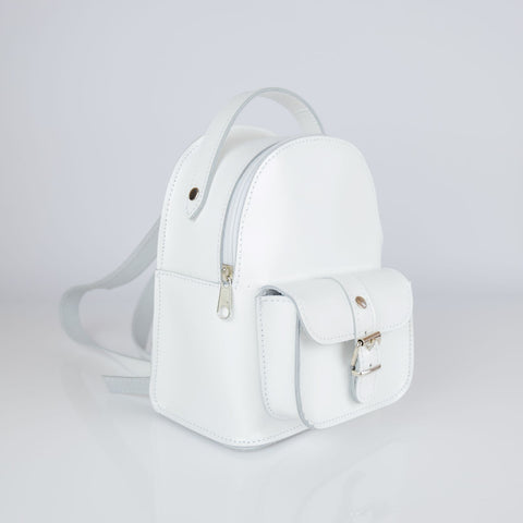 Mini leather backpack "Theros" White