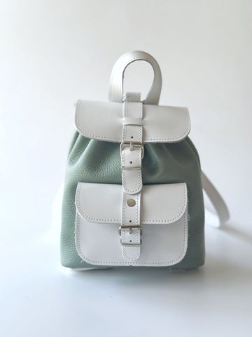 Mini leather backpack "Filia" Blue White
